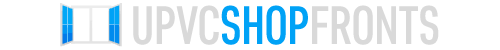 UPVC Shop Fronts logo with stylized blue and black design