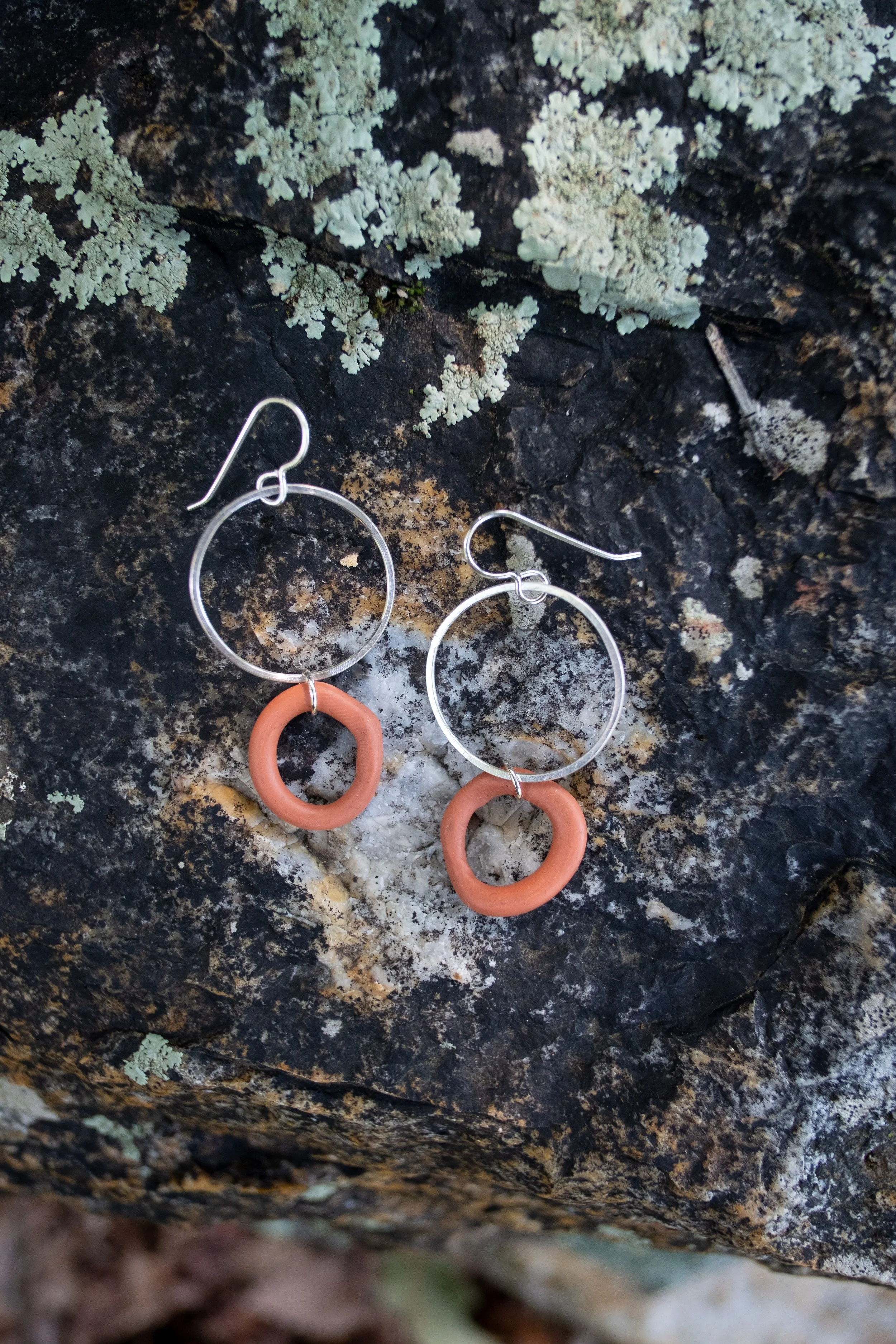 Terra Cotta & Silver Dangles