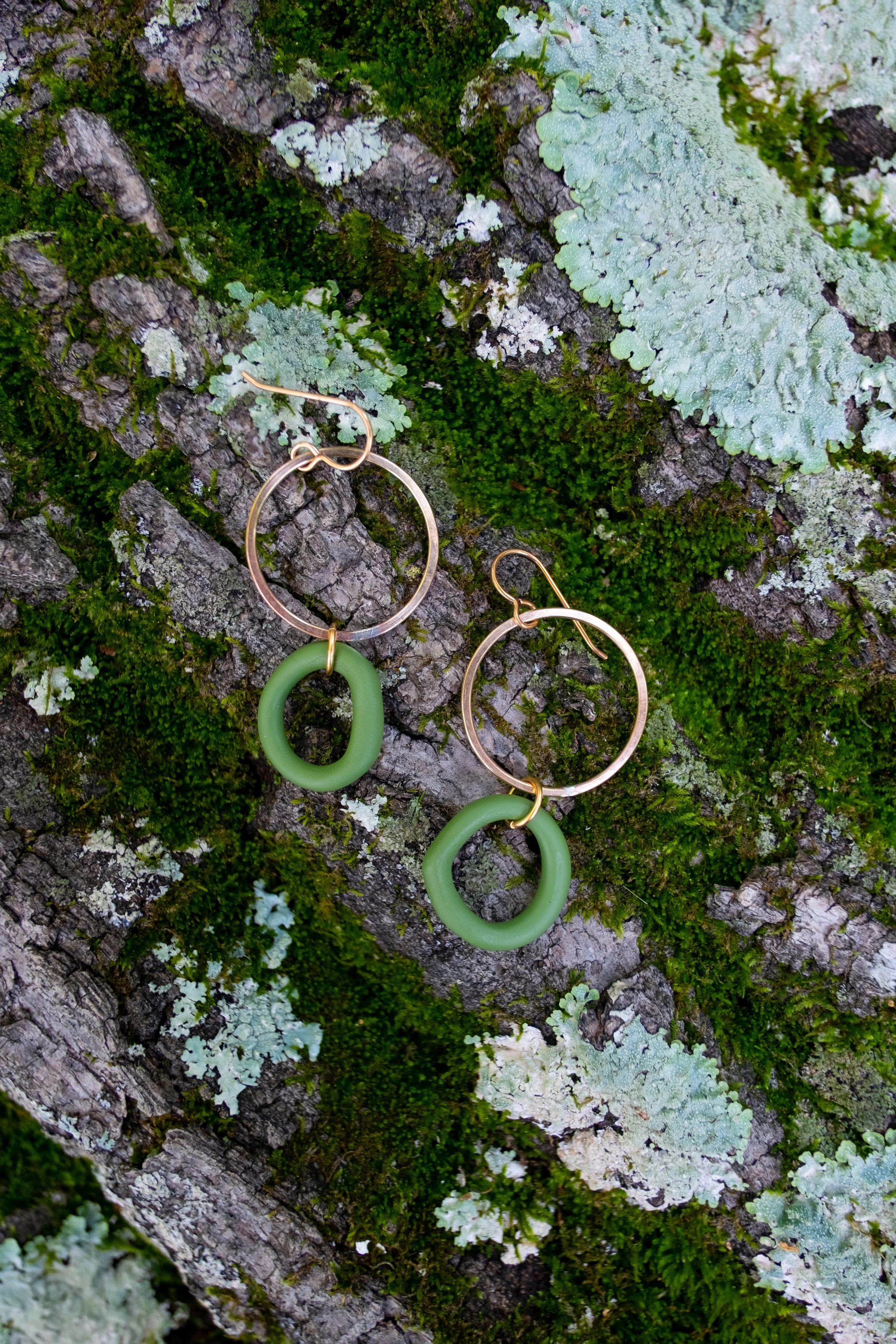 Olive & Brass Dangles