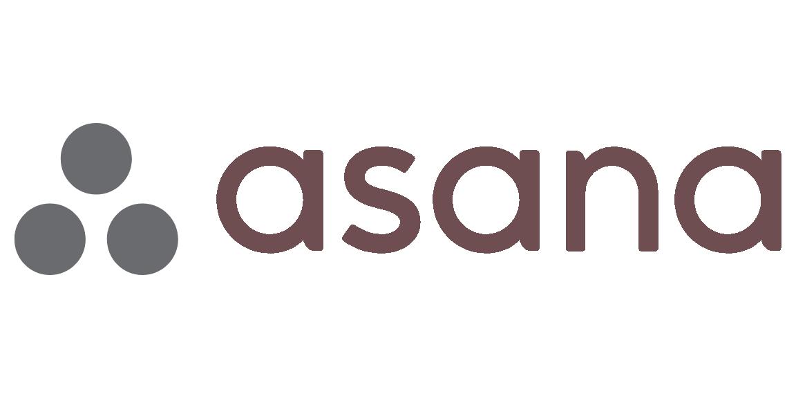 Asana logo with three gray circles arranged in a triangle next to the word "asana" in lowercase purple letters.