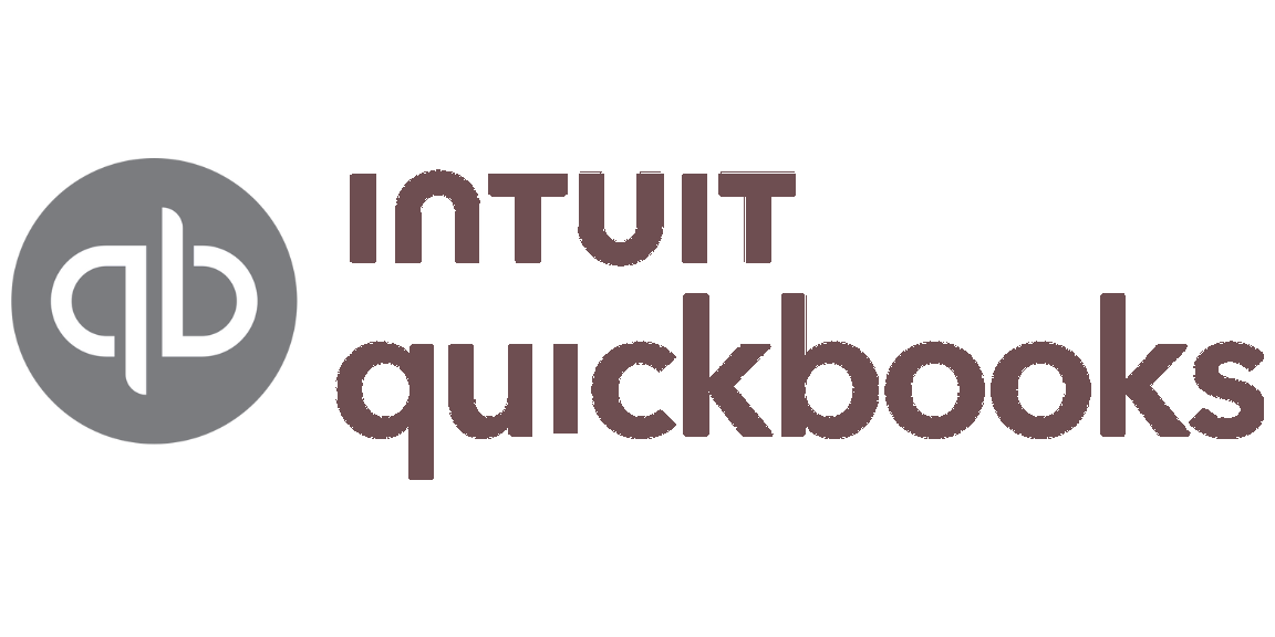 QuickBooks logo with the words 'Intuit quickbooks' next to a gray circle containing a white 'qb' symbol.