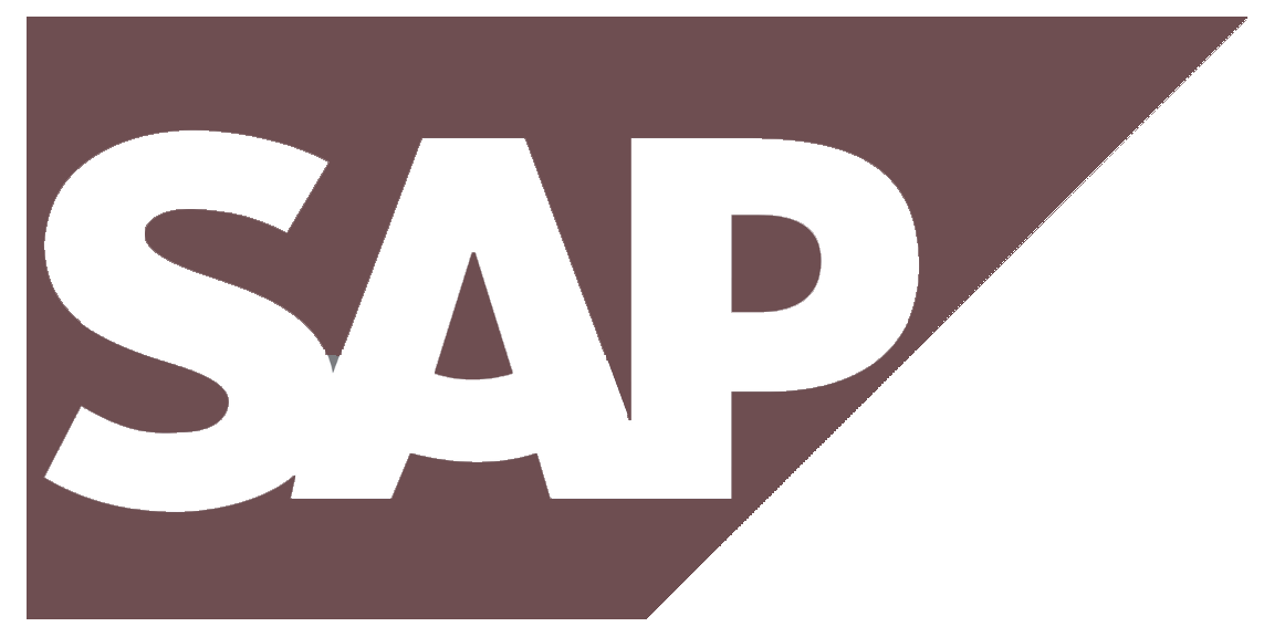 A stylized logo with the word 'SAP' in large white letters on a brown background.
