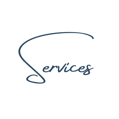 A logo with the word 'Services' written in blue, cursive font, with a large swoosh above it, on a black background.