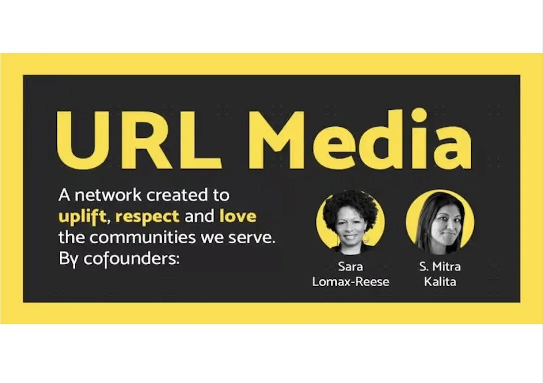 yellow and black logo for URL Media