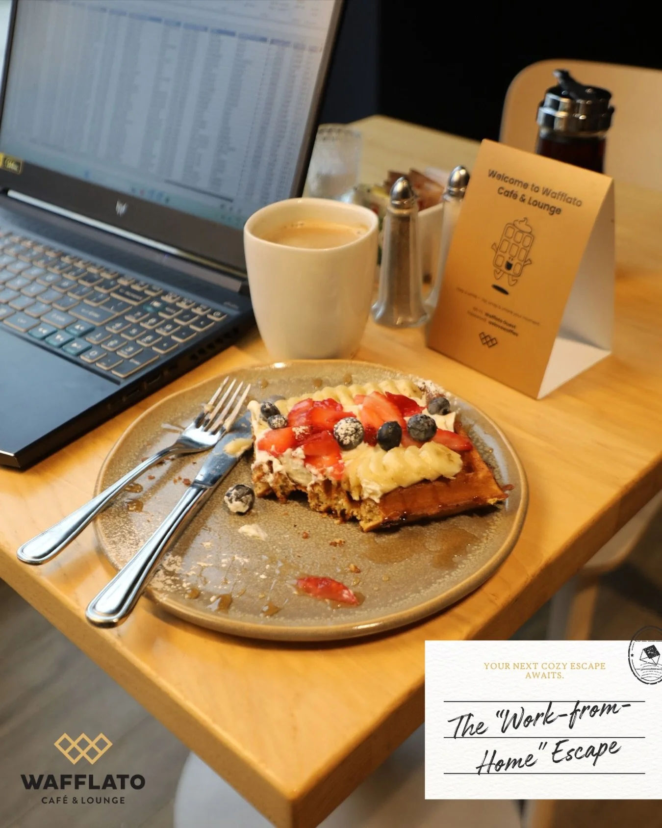 Upgrade your home office view @calgarywafflato 💻☕️

Tired of the same four walls?

The Beltline is our backyard, and our tables are open. With fast Wi-Fi, Fratello Coffee on tap, and the perfect crunch to fuel your focus, we&rsquo;re the &ldquo;Thir