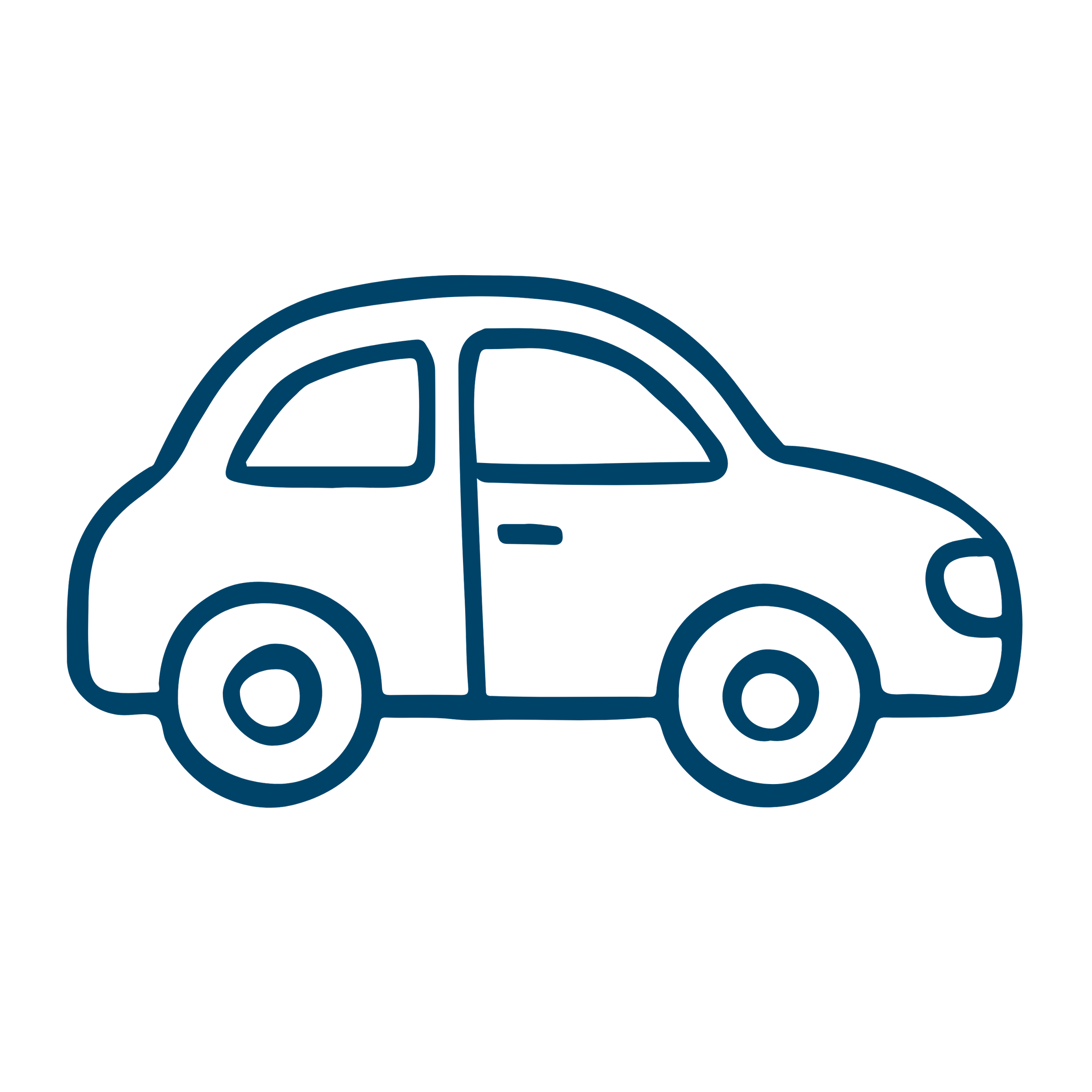 Outline of a blue car with no background.