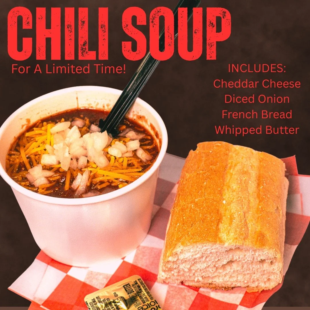 Presenting Tasty Dawg's Homemade Beef Chili Soup!

Crafted with love in our kitchen, this comforting soup boasts a rich foundation of tomato sauce, diced tomatoes, ground beef, and a delightful mix of savory spices.

Each serving is accompanied by yo