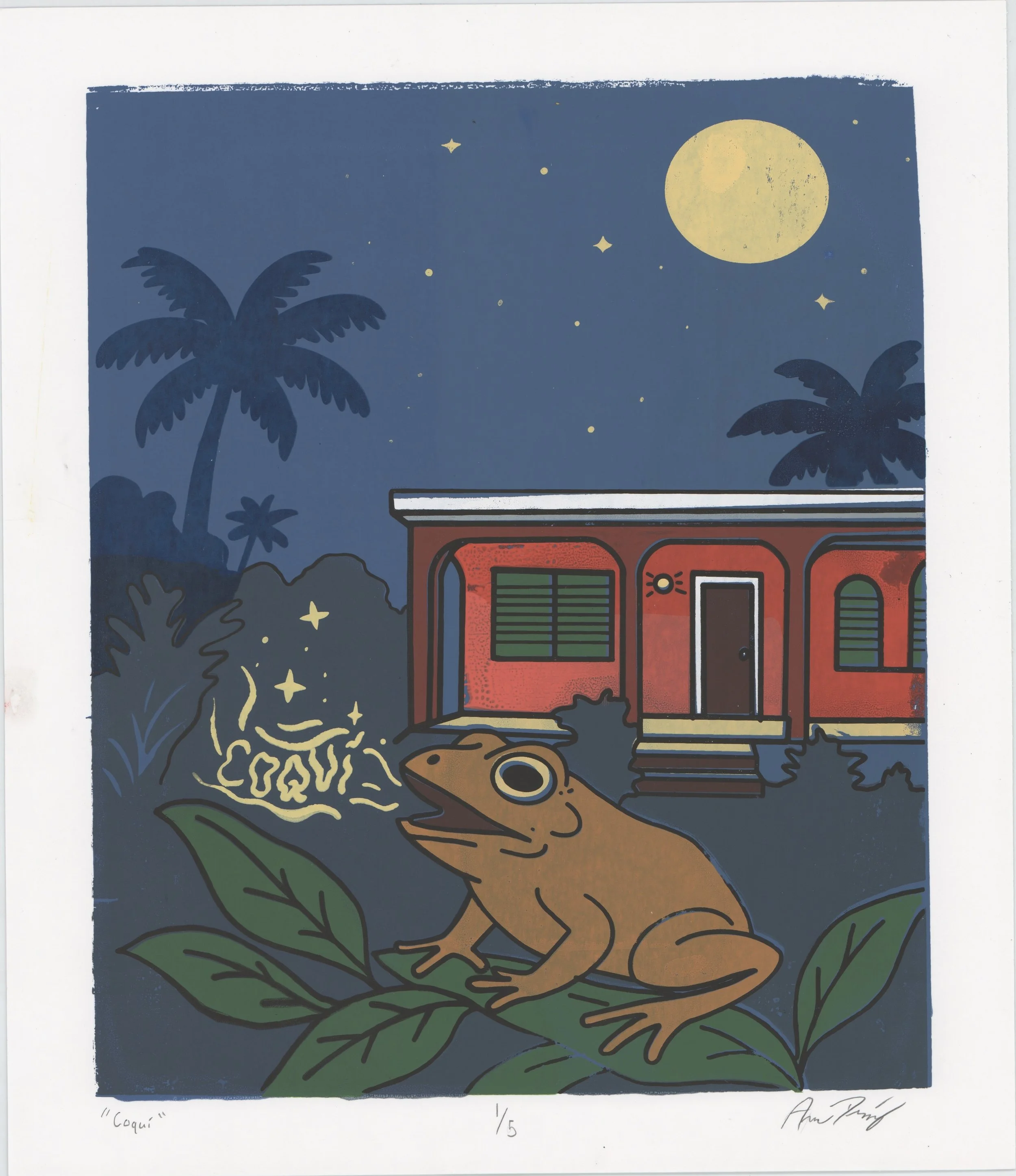 “Coquí”
Screenprint on paper/Serigrafía sobre papel
14 x 12"