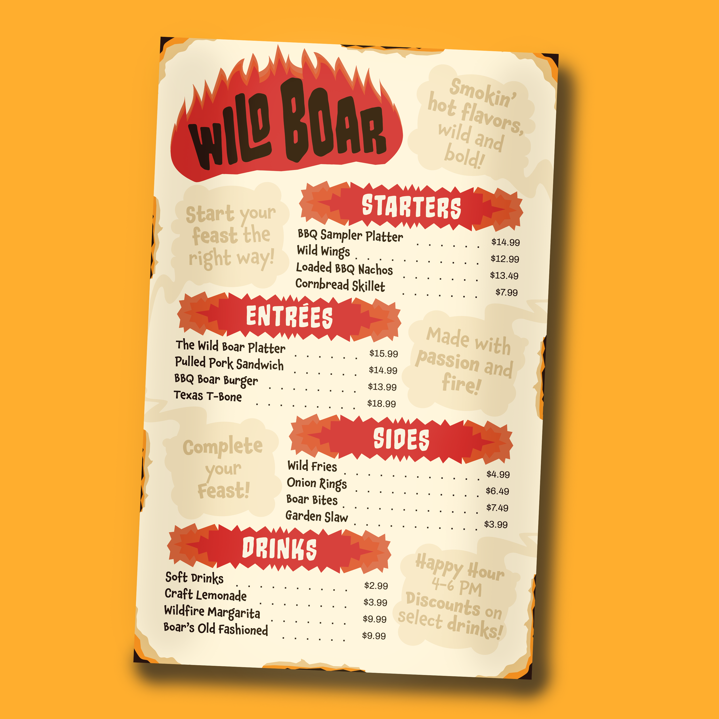 Menu Design: Wild Boar mockup
