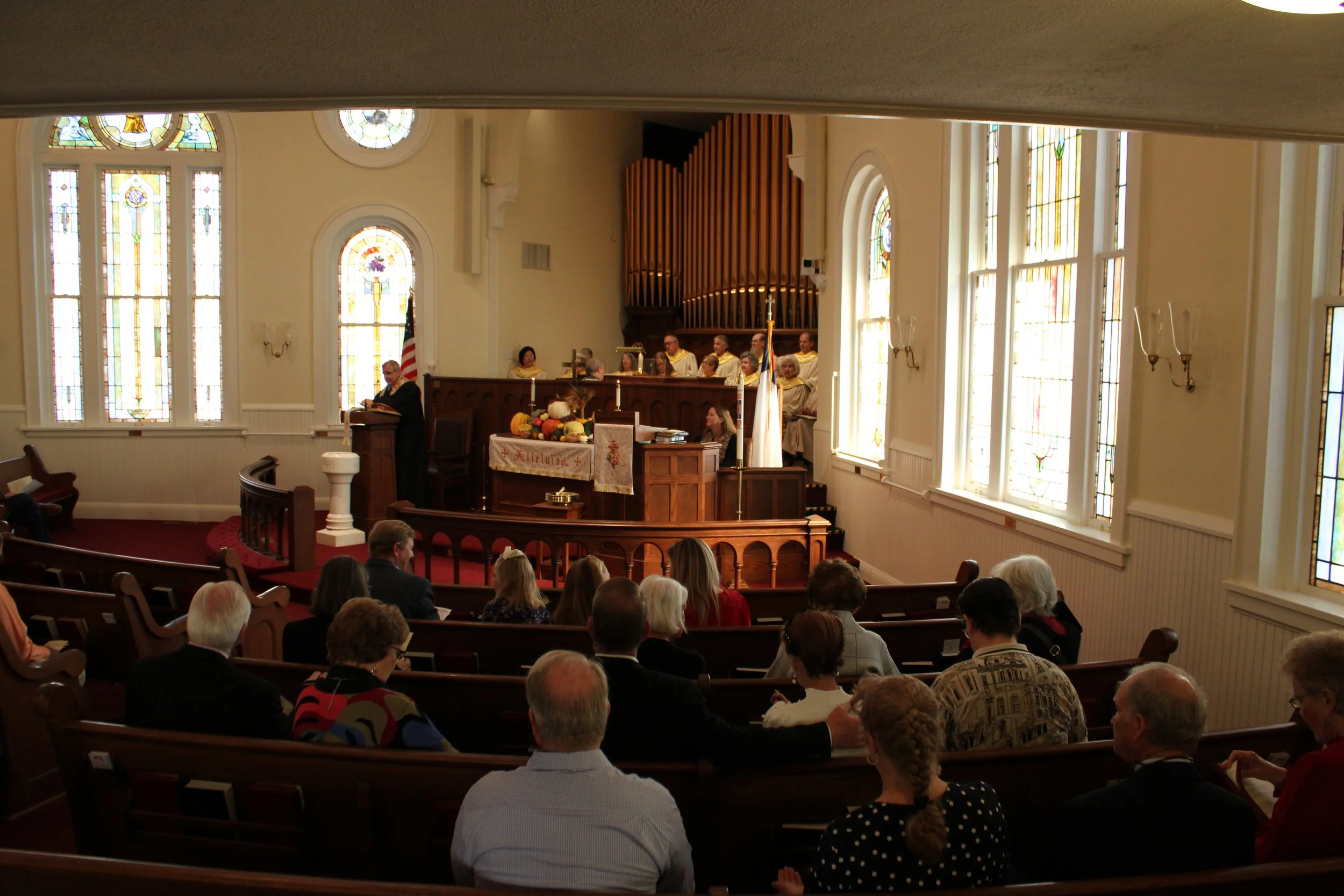 The historic 1914 sanctuary at Centenary UMC in Smithfield, NC