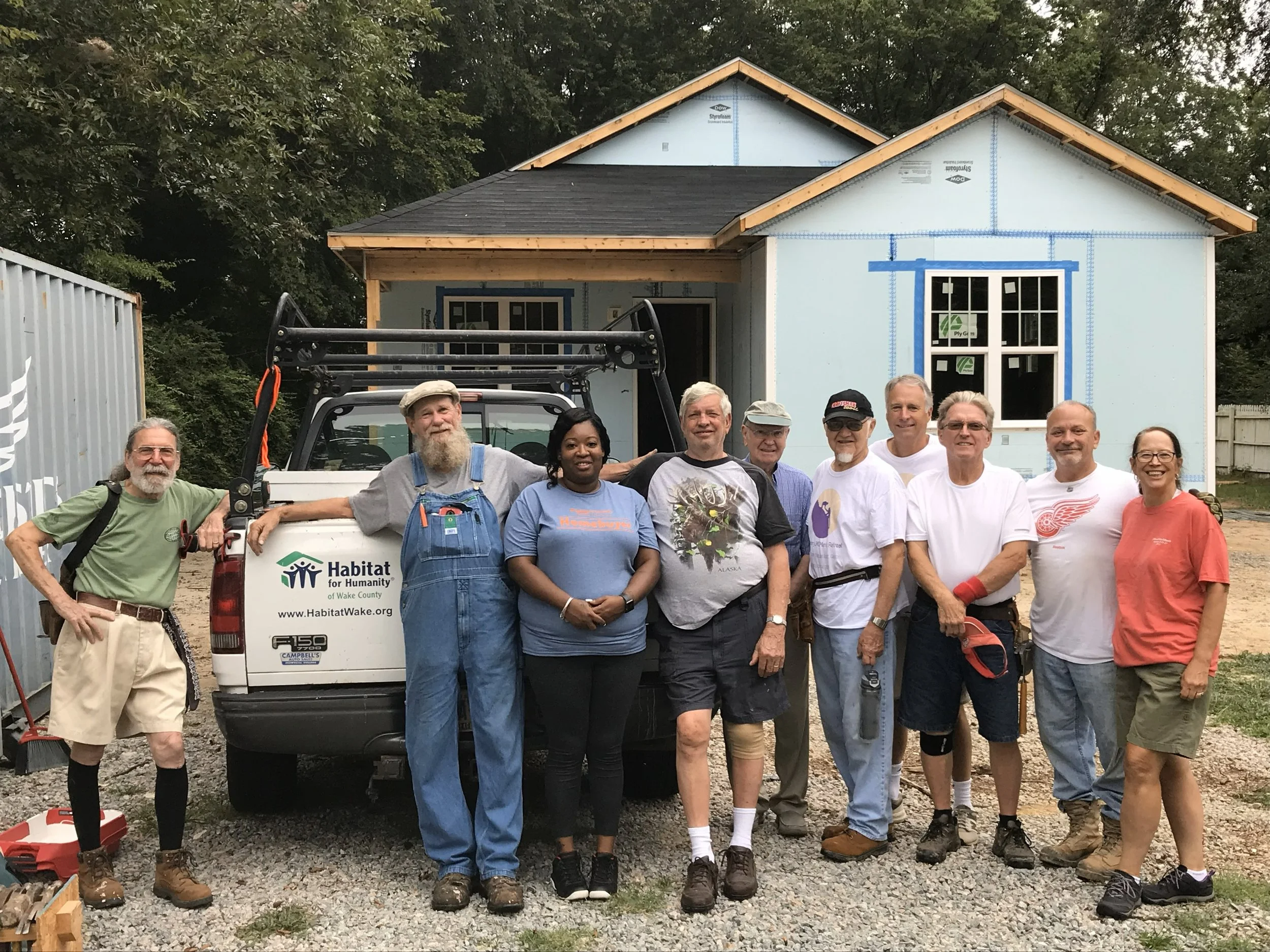 Habitat for Humanity team from Centenary UMC in Smithfield, NC at a house under construction.