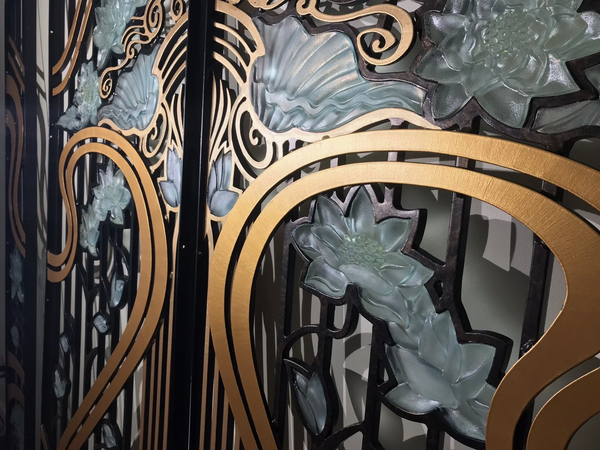 Carved Glass and Wrought Iron entry door, in-progress