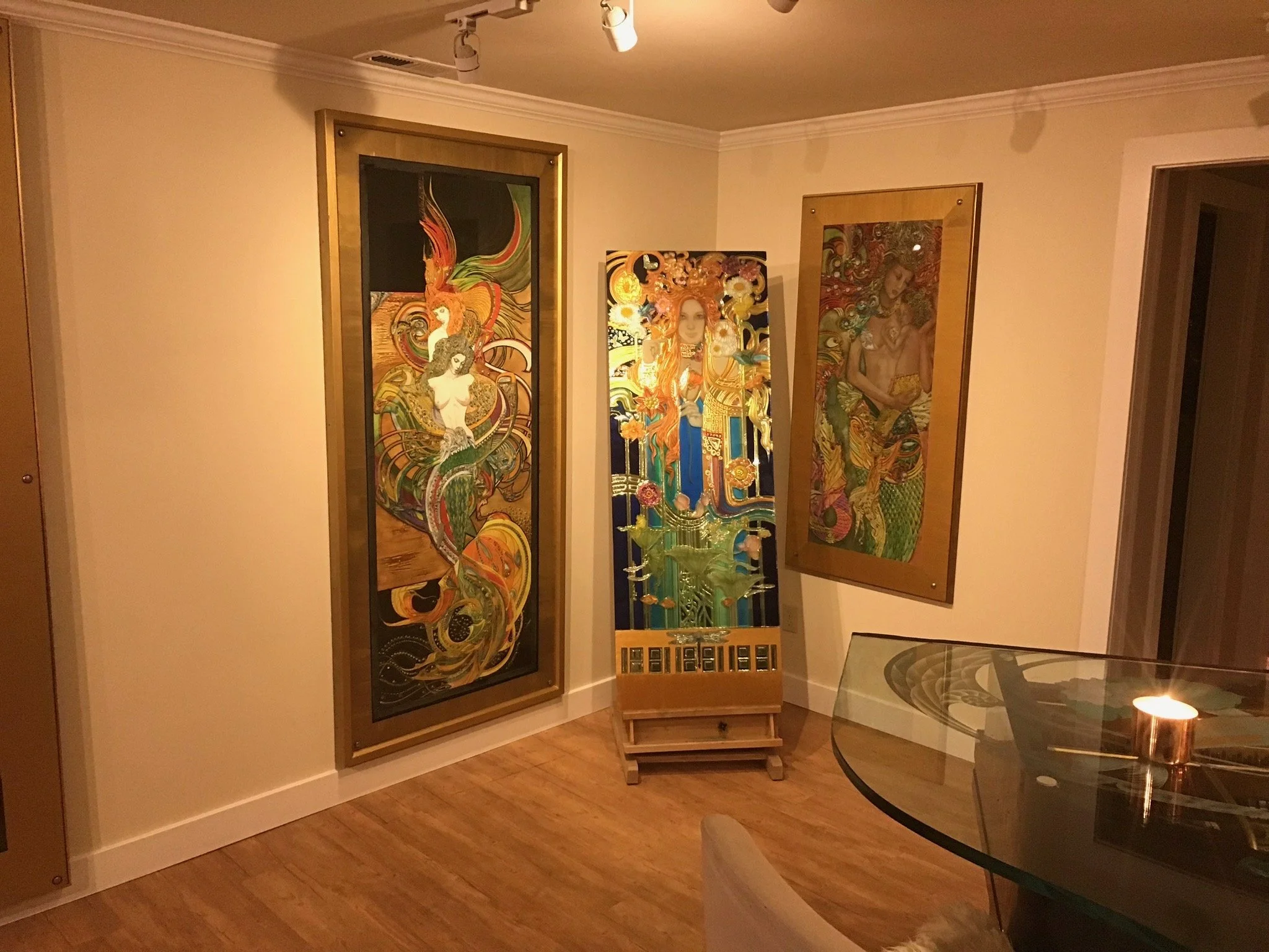 "Genesis" on easel in a Seattle, WA Gallery