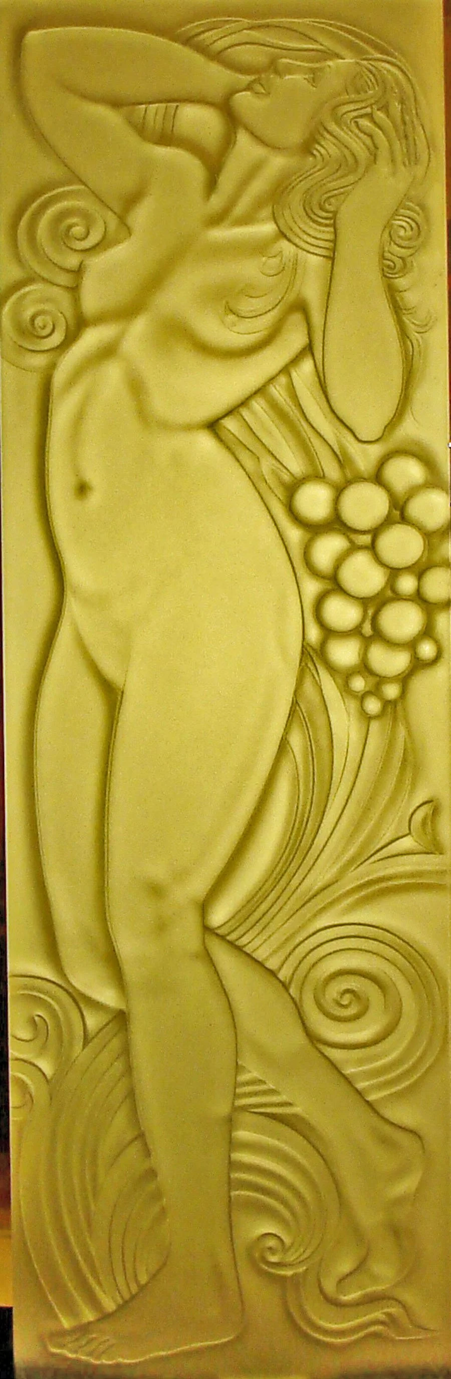 Carved Glass Lalique-inspired Etruscan Door Panel