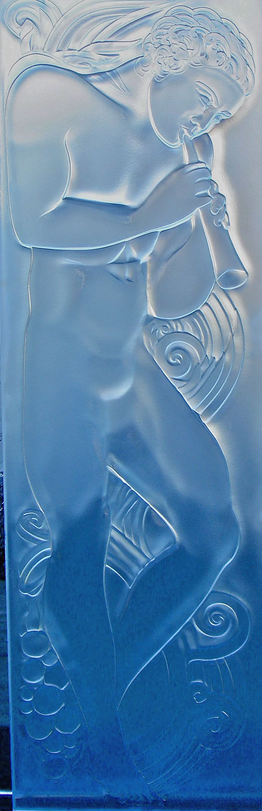 Carved Glass Lalique-inspired Etruscan Door Panel