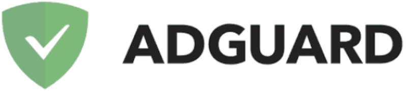AdGuard logo with a green shield and a checkmark inside, followed by the text 'ADGUARD'.