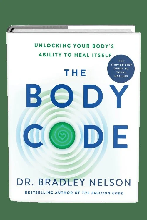 Book titled 'The Body Code' by Dr. Bradley Nelson with a white cover and blue and green text and design elements.