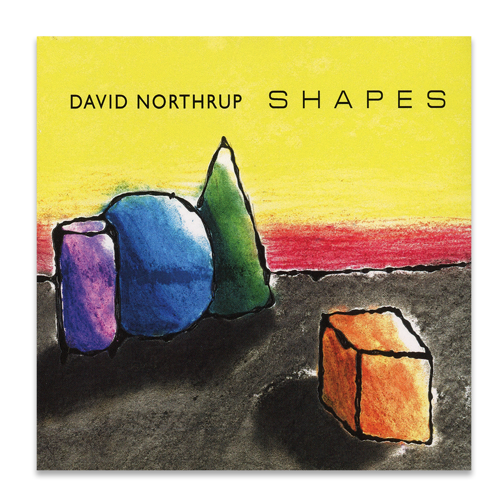 Colorful abstract illustration of geometric shapes with the text 'David Northrup Shapes' on a yellow background.
