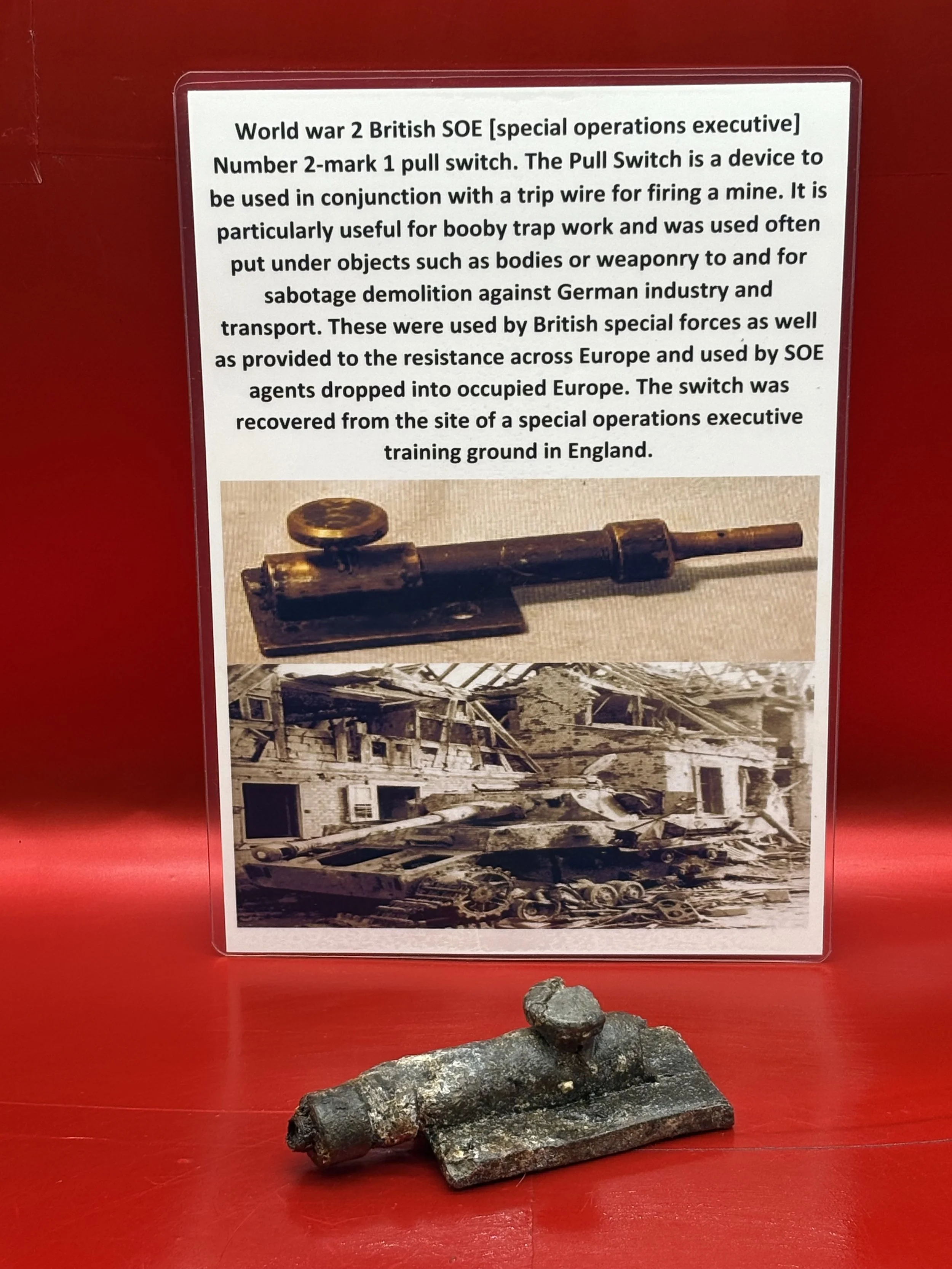 Very rare find a World war 2 British SOE [special operations executive] Number 2-mark 1 pull switch that was recovered from SOE training ground in England