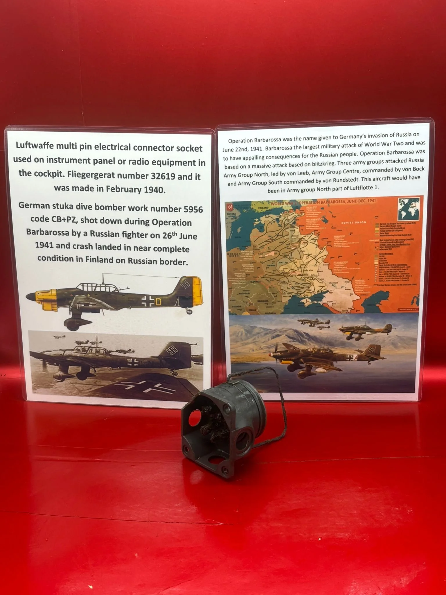 Fantastic Luftwaffe multi pin electrical connector socket used on instrument panel or radio equipment in the cockpit on German stuka dive bomber number 5956 crashed landed 26th June 1941 in Finland