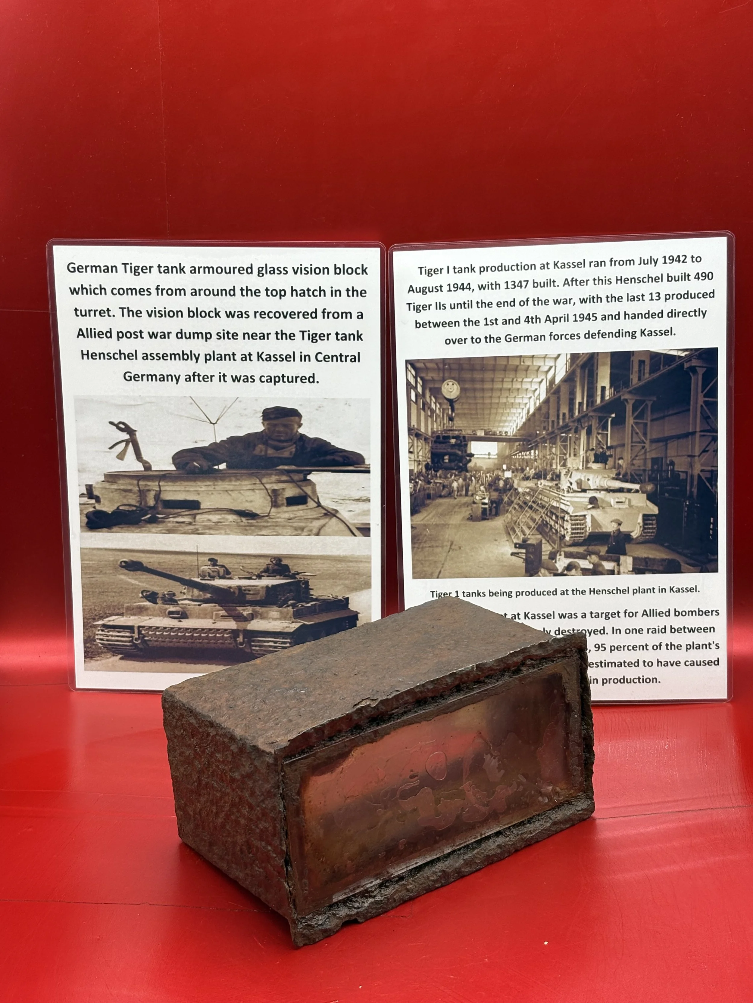 Fantastic condition rare German Tiger 1 tank armoured glass vision block recovered from a Allied post war dump site near the Tiger tank Henschel assembly plant at Kassel in Central Germany