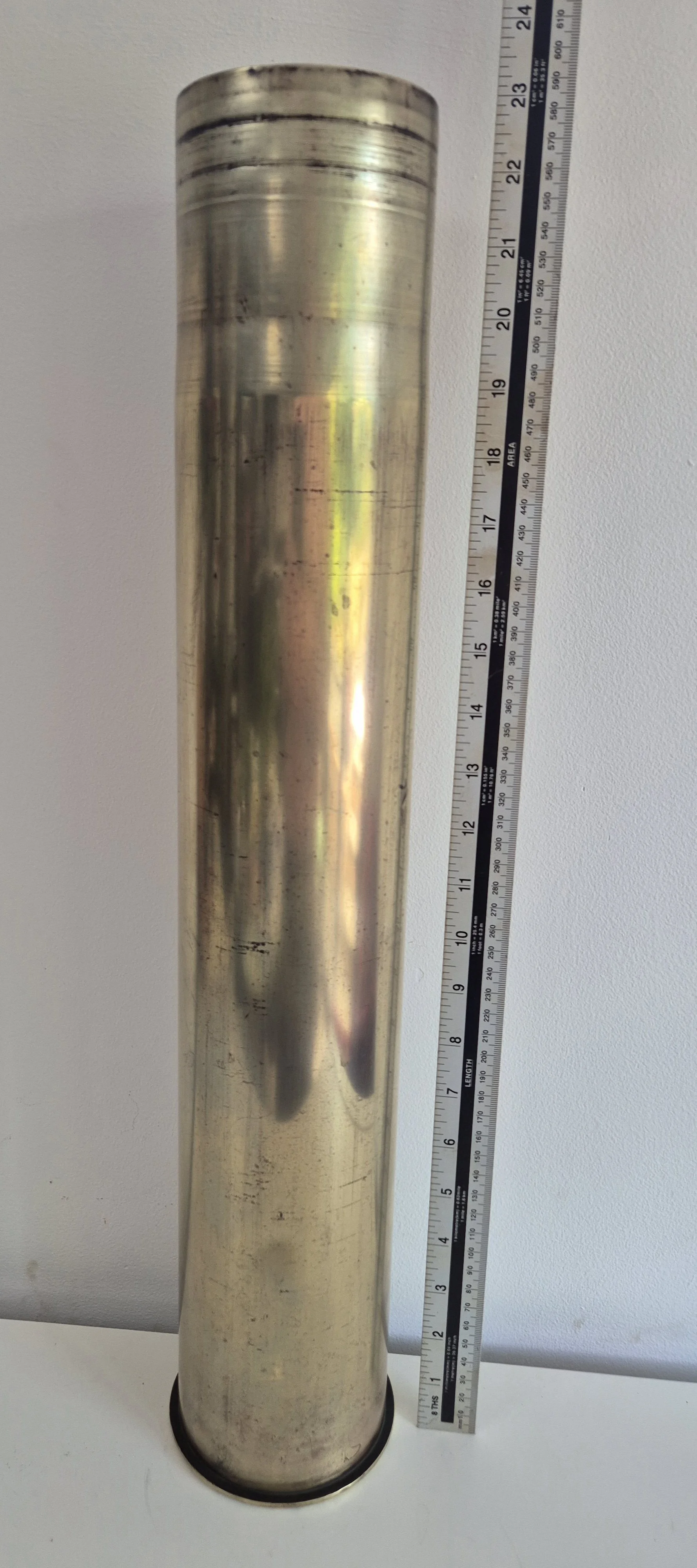 German brass 8.8cm Flak 18 shell casing manufactured in 1935 (G date code)