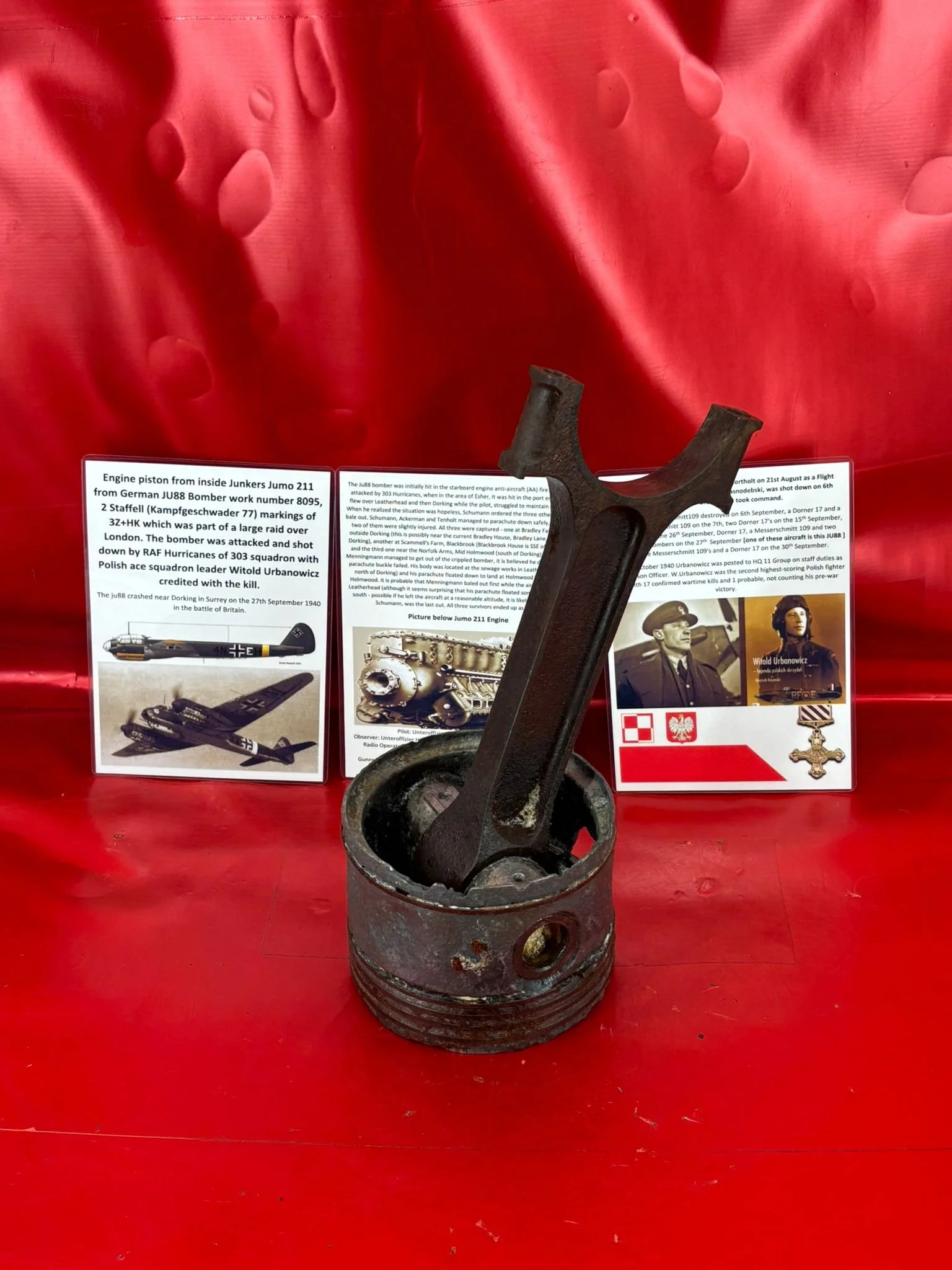 Lovely  engine Piston from Junkers Jumo 211 engine on German JU88 Bomber work number 8095 of KG77 shot down by Polish ace and crashed near Dorking on the 27th September 1940