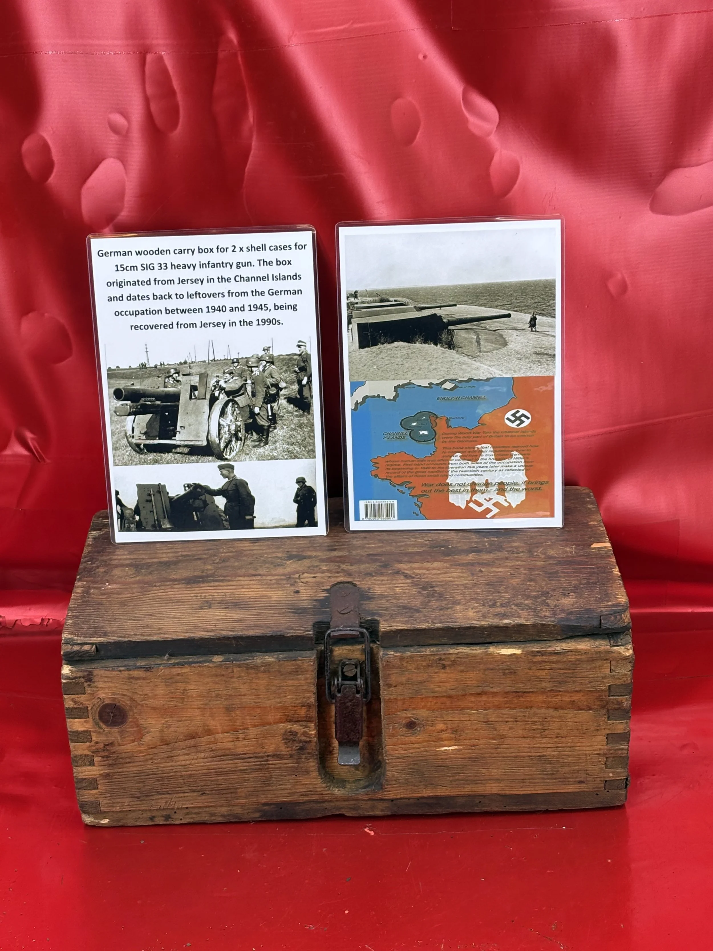 German wooden carry box for 2x shell cases for 15cm SIG 33 heavy infantry gun,nice condition relic, recovered from Jersey on the Channel Islands in the 1990s