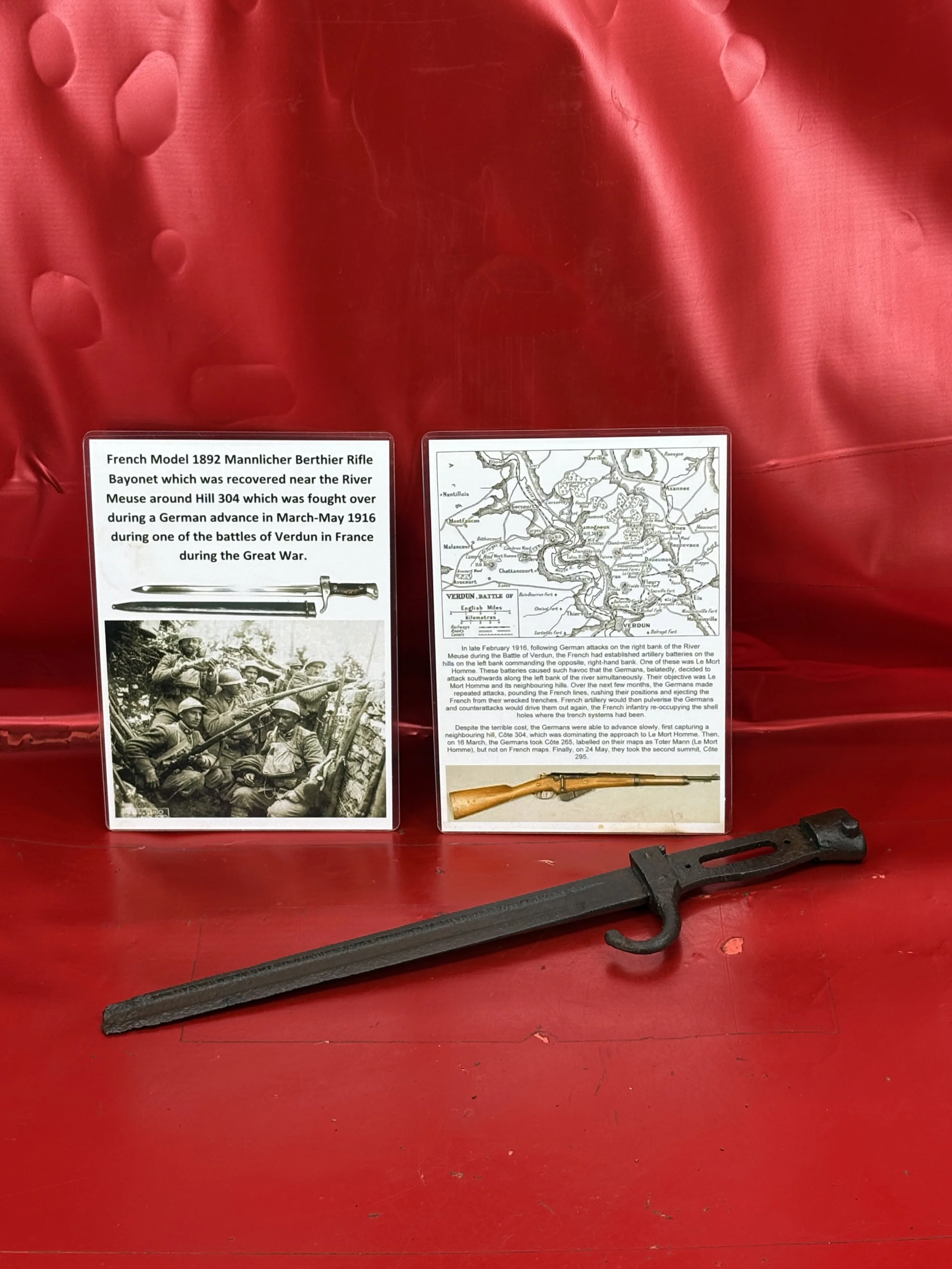 French Model 1892 Mannlicher Berthier Rifle Bayonet recovered from near River Meuse on Hill 304 and Malancourt area of the March - May 1916 battle which was the large German advance towards Verdun