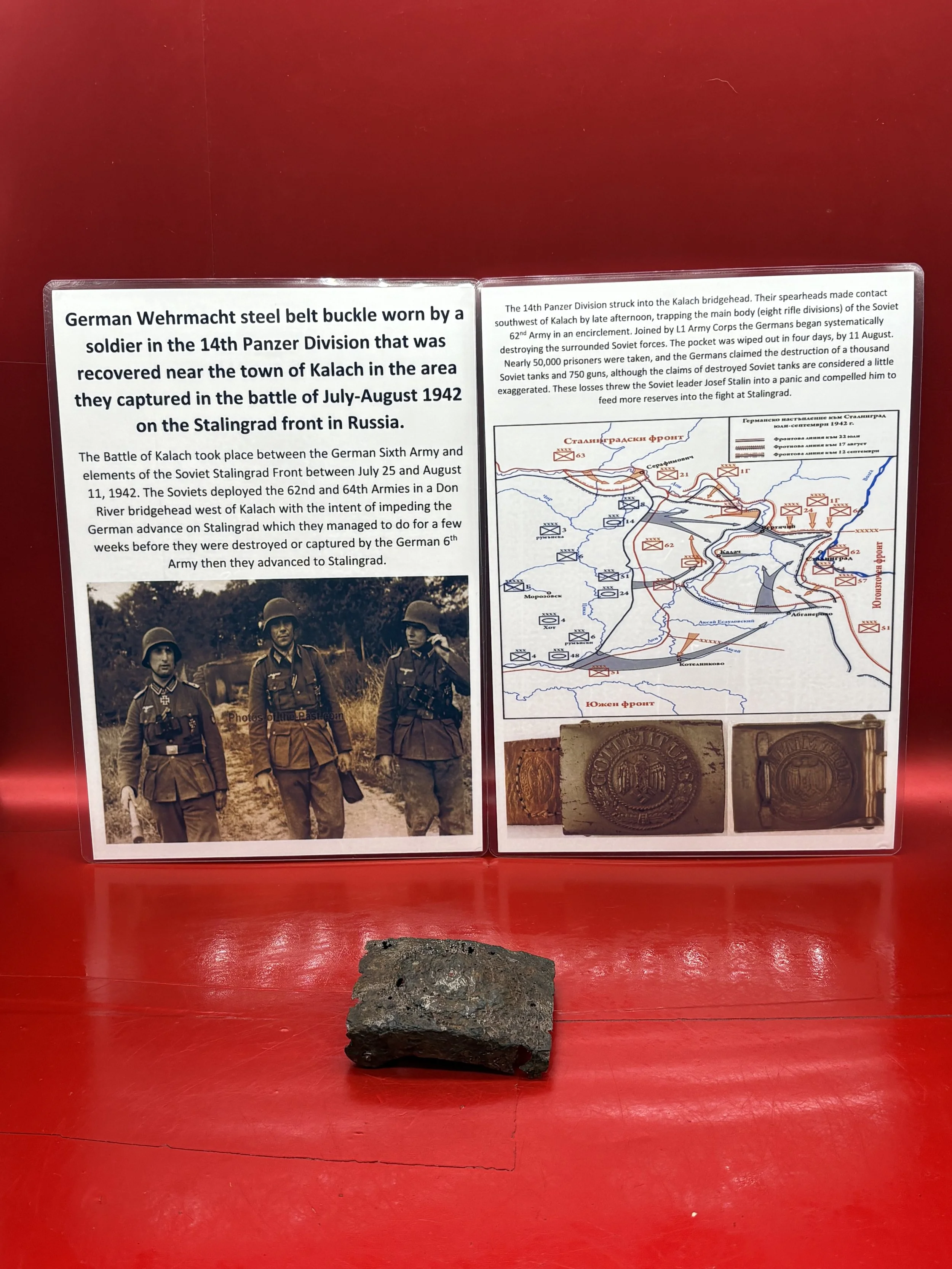 German Wehrmacht belt buckle solid relic+lots of original markings worn by a soldier in the 14th Panzer Division recovered near the town of Kalach on the Stalingrad front 1942 in Russia