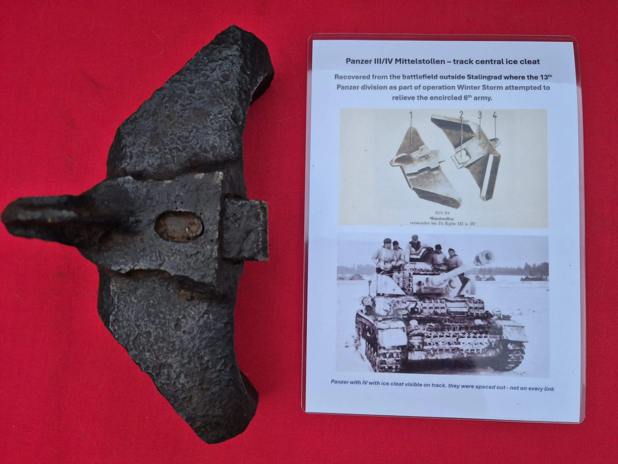 Panzer III/IV Mittelstollen – track central ice cleat recovered outside Stalingrad from the area of operation Winter Storm