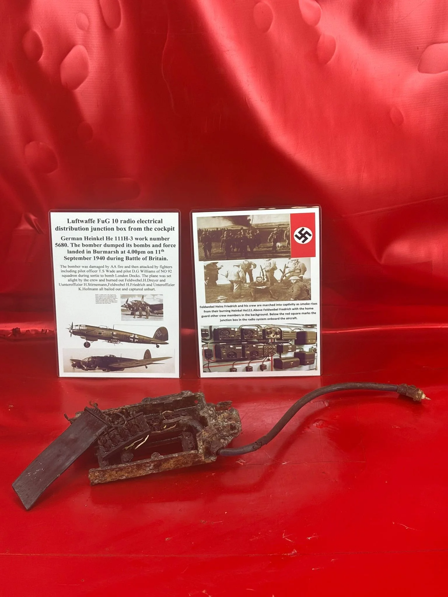 Luftwaffe FuG 10 radio electrical distribution junction box from the cockpit of German Heinkel He 111H-3 work number 5680, shot down and crashed in Burmarsh on 11th September 1940,battle of Britain
