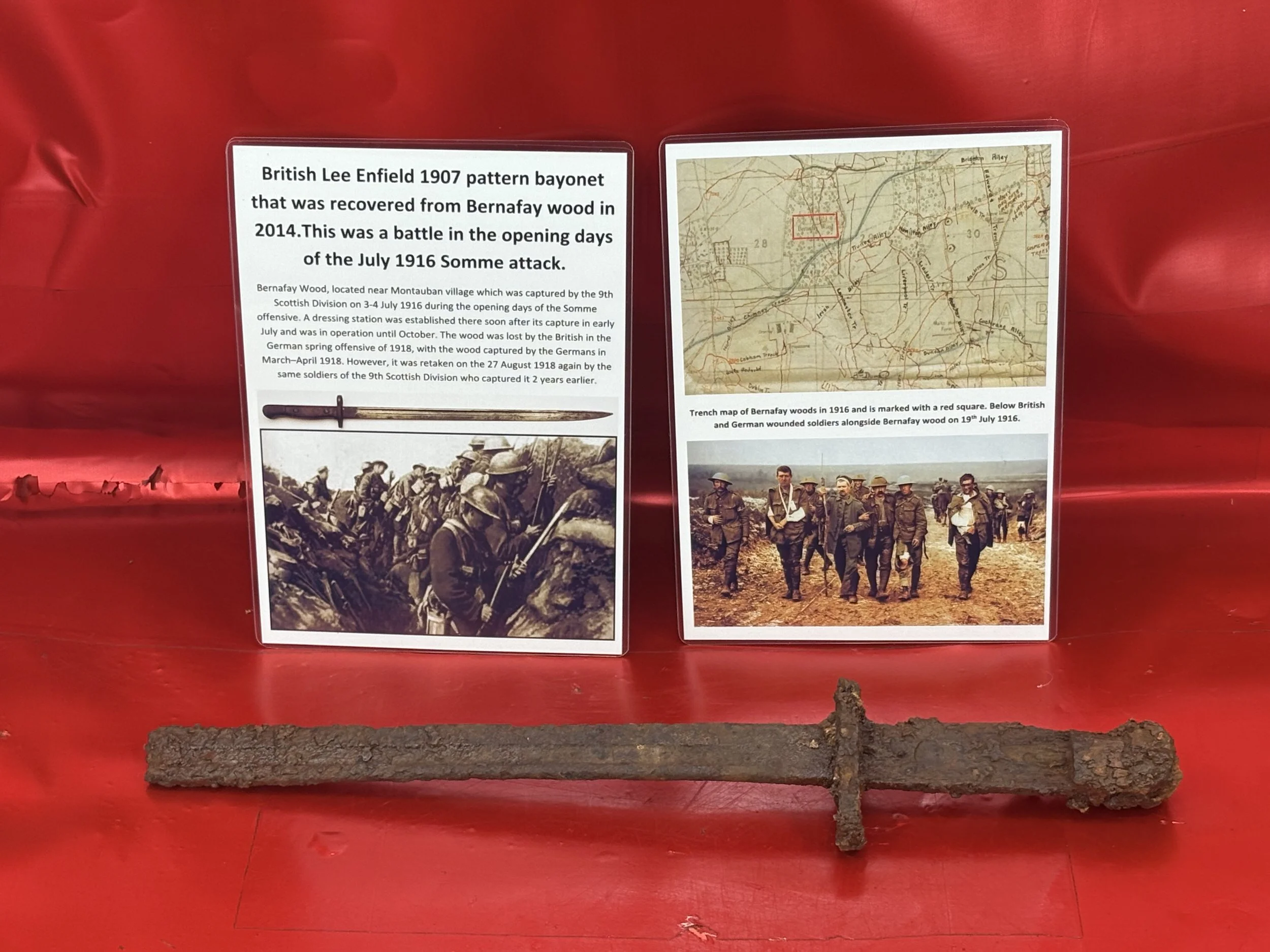 Lovely relic British Lee Enfield 1907 pattern bayonet recovered from Bernafay wood in 2014.This was a battle in the opening days of the July 1916 Somme attack