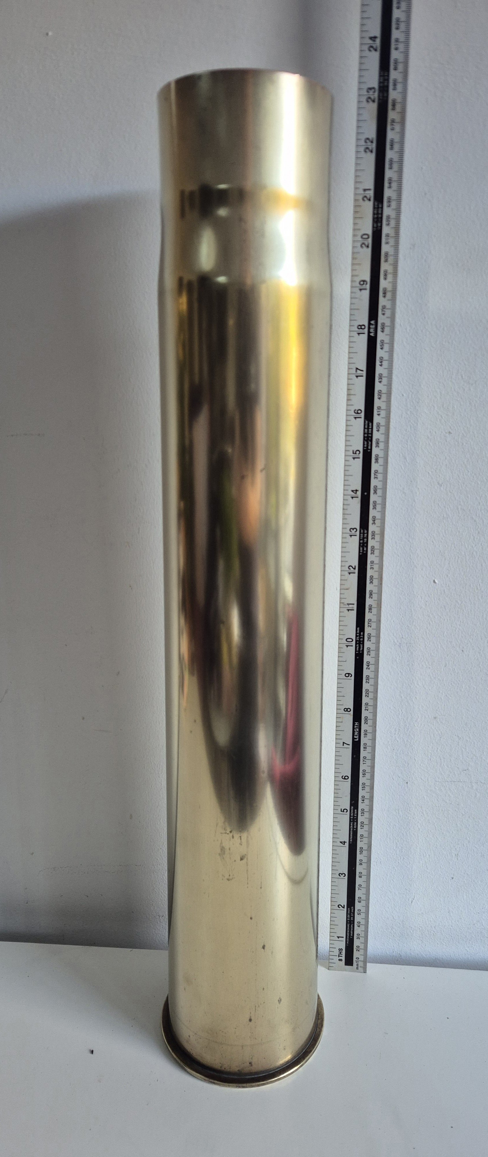 WW1 German brass case for the 8.8cm (9cm K-Zugflak) L/45 anti-aircraft gun 1918 dated forerunner of the infamous 8.8cm Flak 18 use in WW2