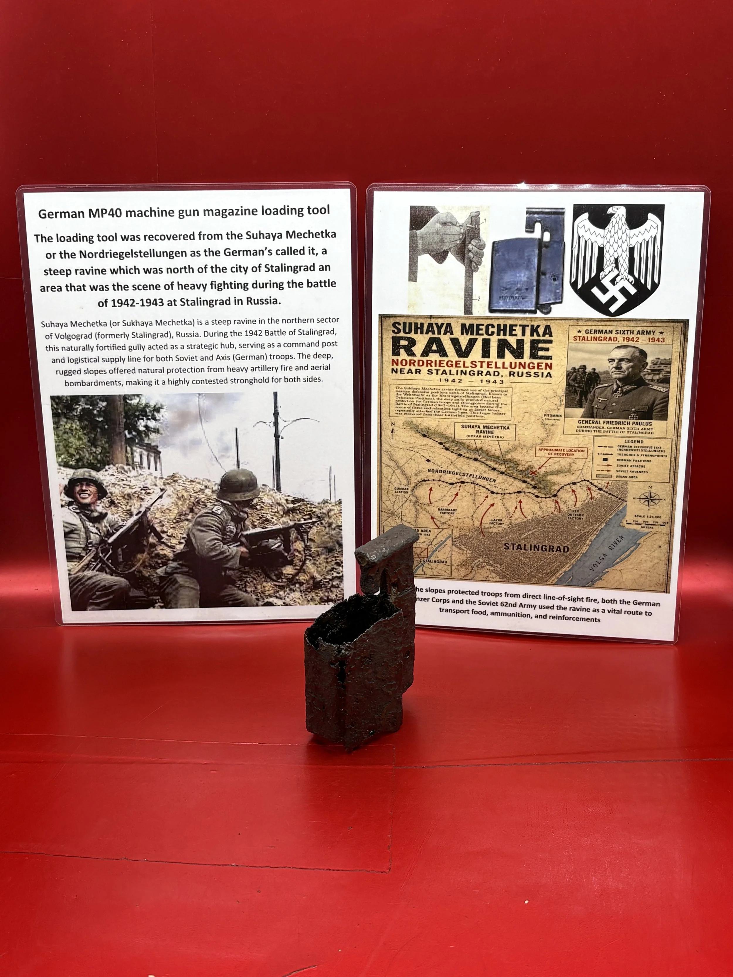 Complete German MP40 machine gun loading tool that was recovered from Suhaya Mechetka Ravine in Stalingrad which was heavily fought over during battle in Russian City of 1942-1943