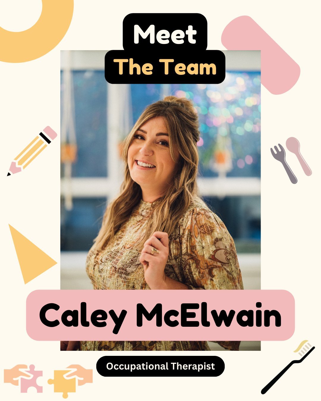 ✨ Meet Caley McElwain, OT (Reg.) ✨
Caley is a registered Occupational Therapist specializing in Pediatrics, with expertise in child development, sensory + relational supports, responsive feeding, and family-centred care.

🟡 Now accepting new FSCD + 