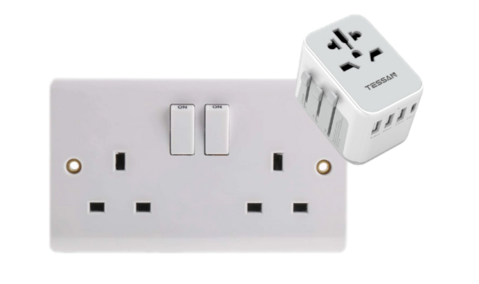 presa di corrente con interruttori e plug multiplo