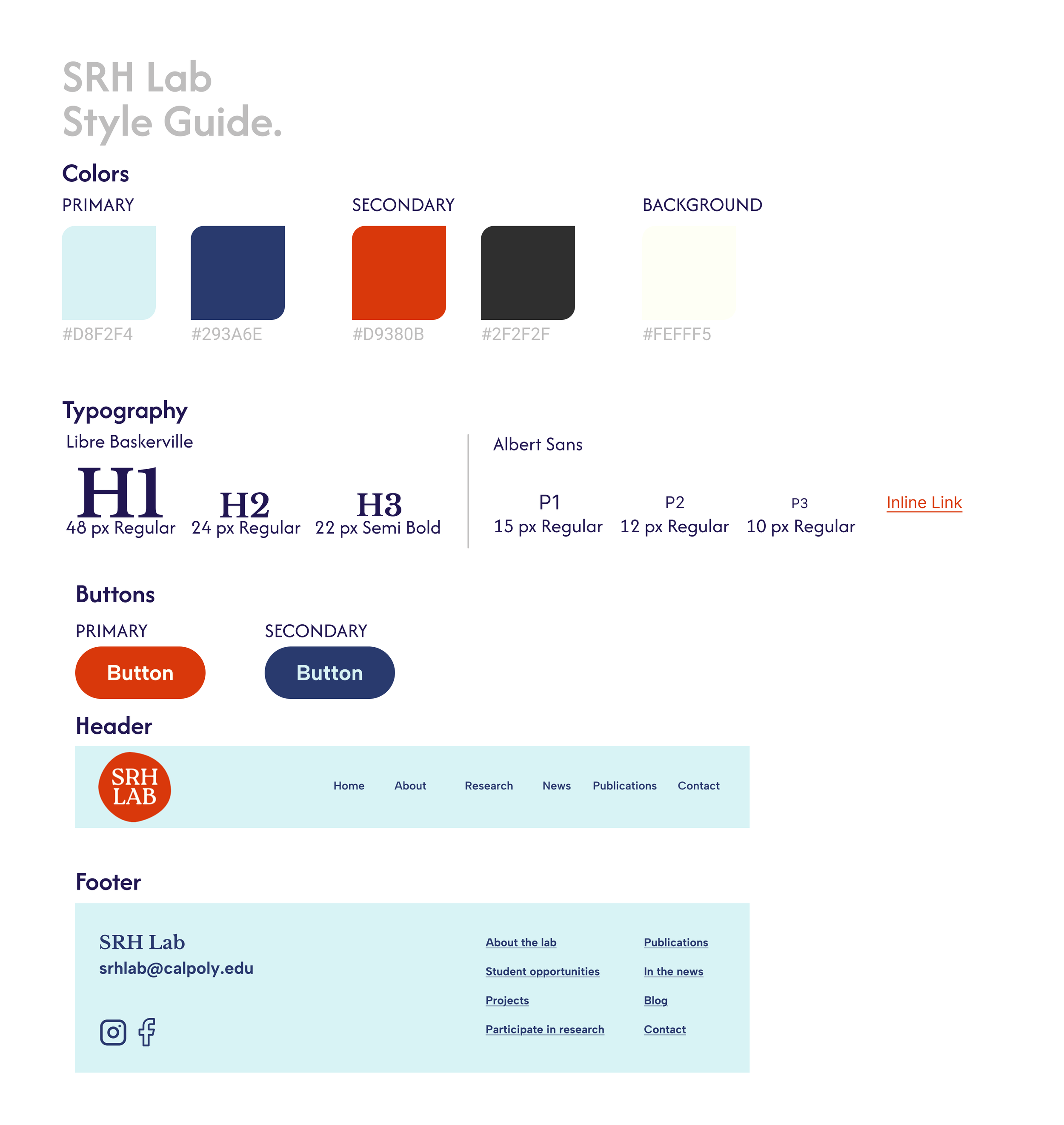 The SRH Lab lacked an established brand prior to the website, so we carefully selected colors and typography to balance credibility with approachability. Blue was chosen for its association with medical information, complemented by orange to add warm