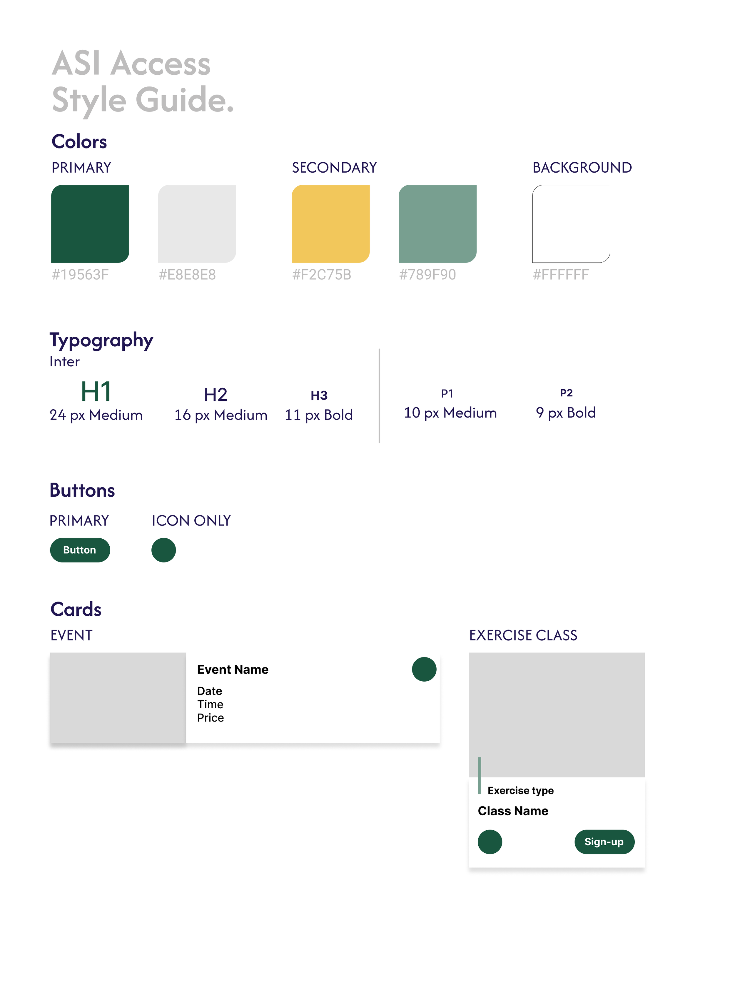 The ASI Access app visuals aligned with Cal Poly's brand identity. I referenced existing Cal Poly websites and the ASI Access app to identify consistent colors and styles, then created a style guide to ensure the team used the same color palette, typ