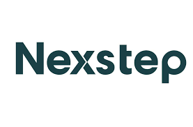 Nexstep logo with text in dark teal font.