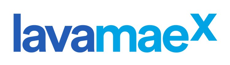 Lava MaeX logo in blue text on a black background.