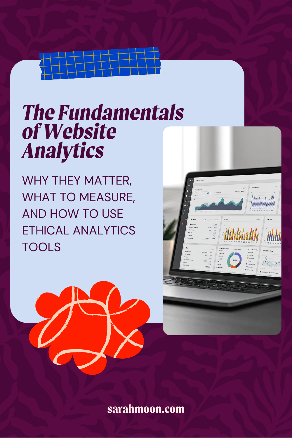 Plum graphic with the text "The fundamentals of web analytics."