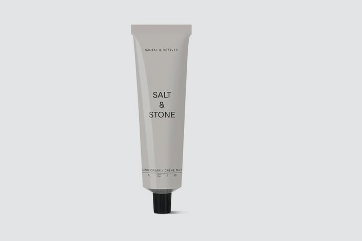A tube of Santal & Vetiver Salt & Stone hand cream by Santal & Vetiver