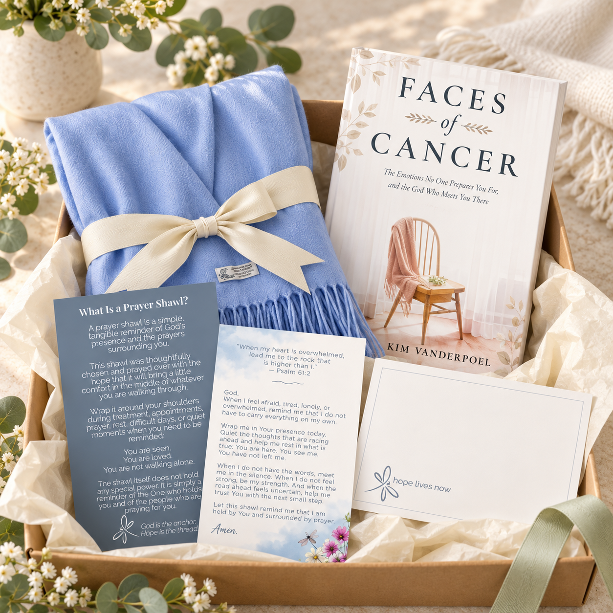 Prayer Shawl + Faces of Cancer Encouragement Gift Set