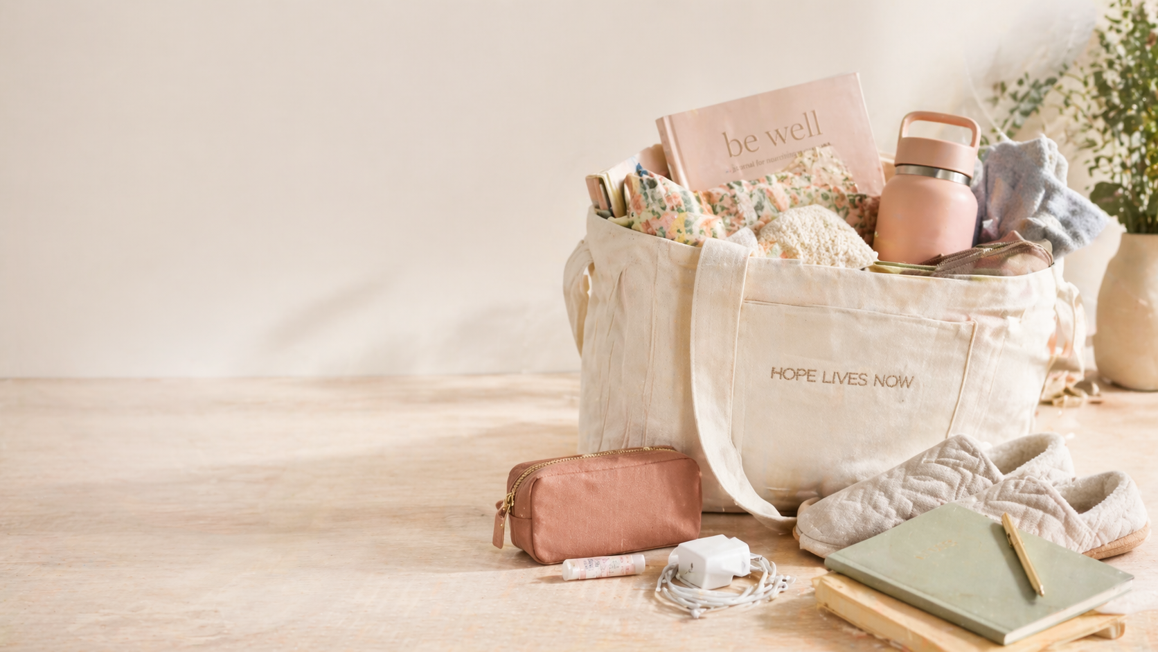 hope basket filled with care products for someone going through cancer