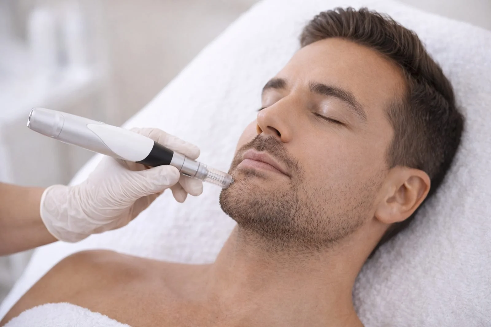 Microneedling treatment for men at Aurea Medical Aesthetics serving Brookfield and Waukesha County