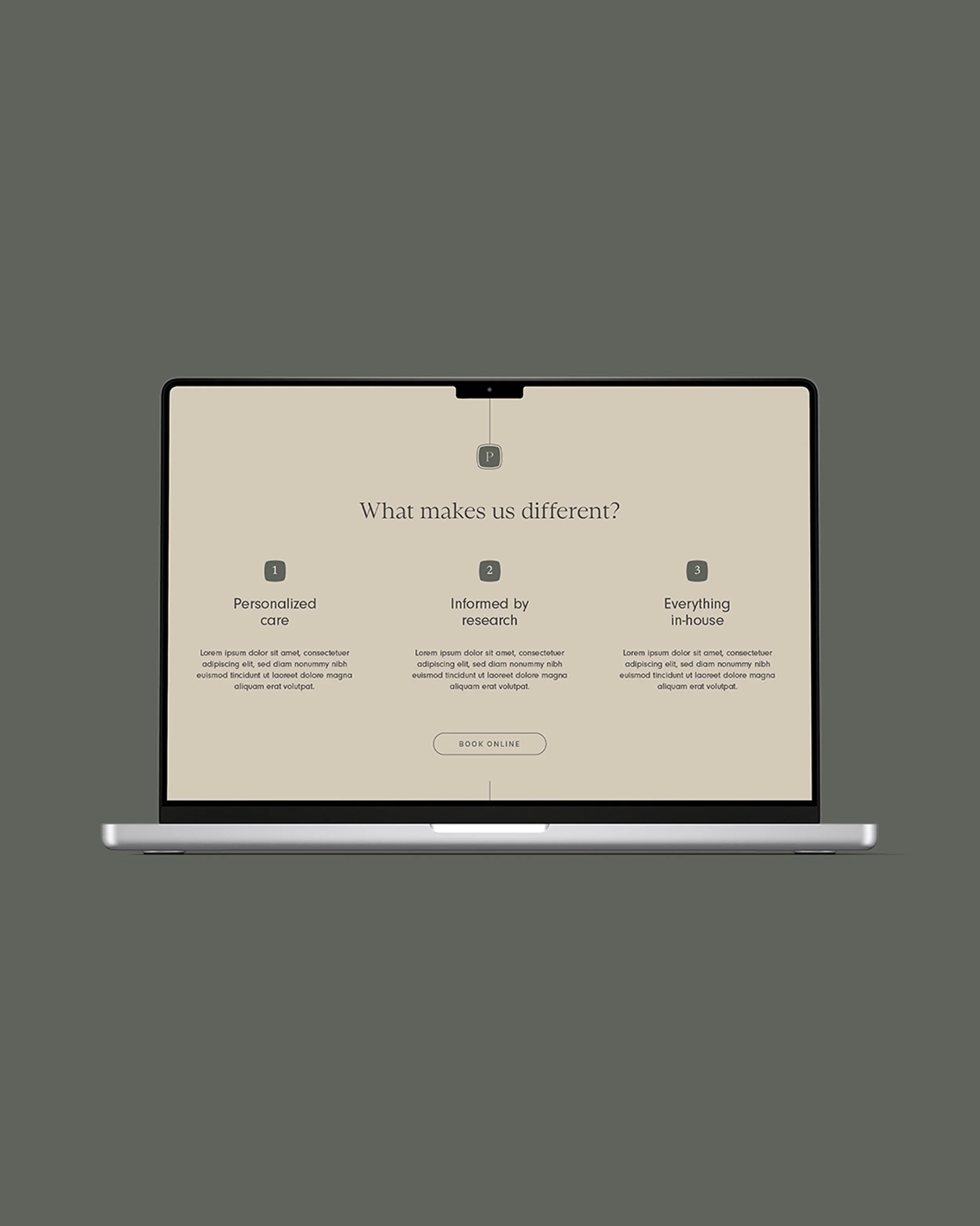 laptop displaying the "What makes us different?" section of the website design