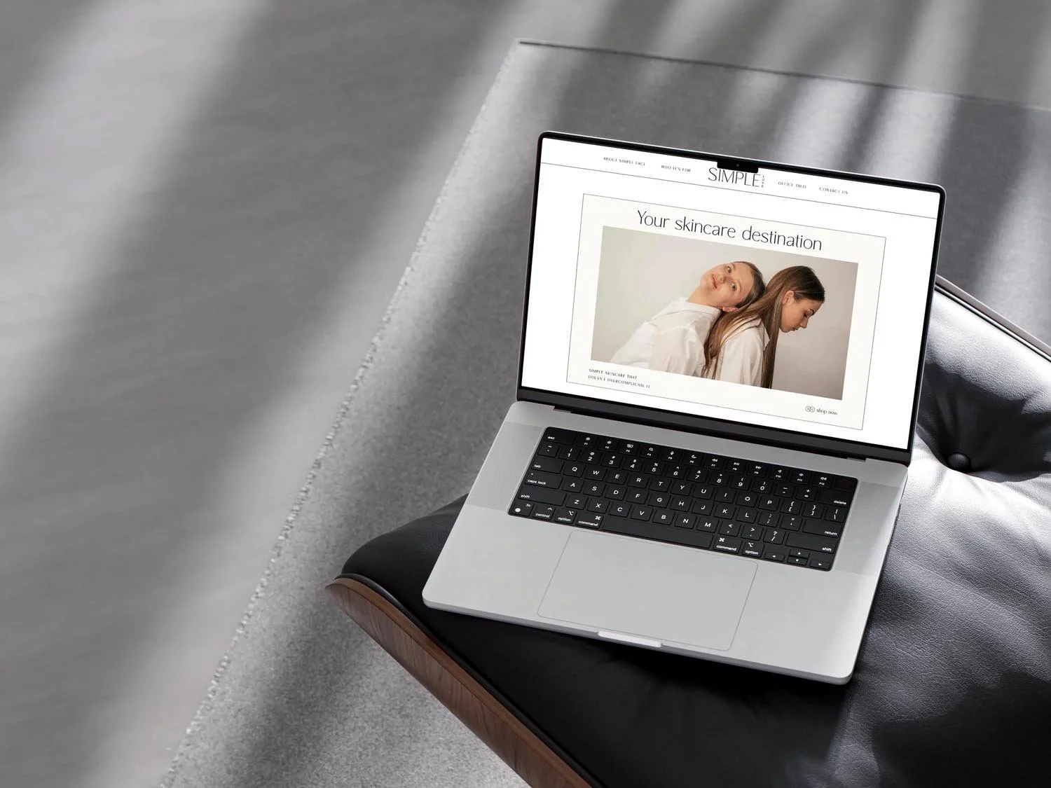 mockup of a luxury squarespace template on a laptop