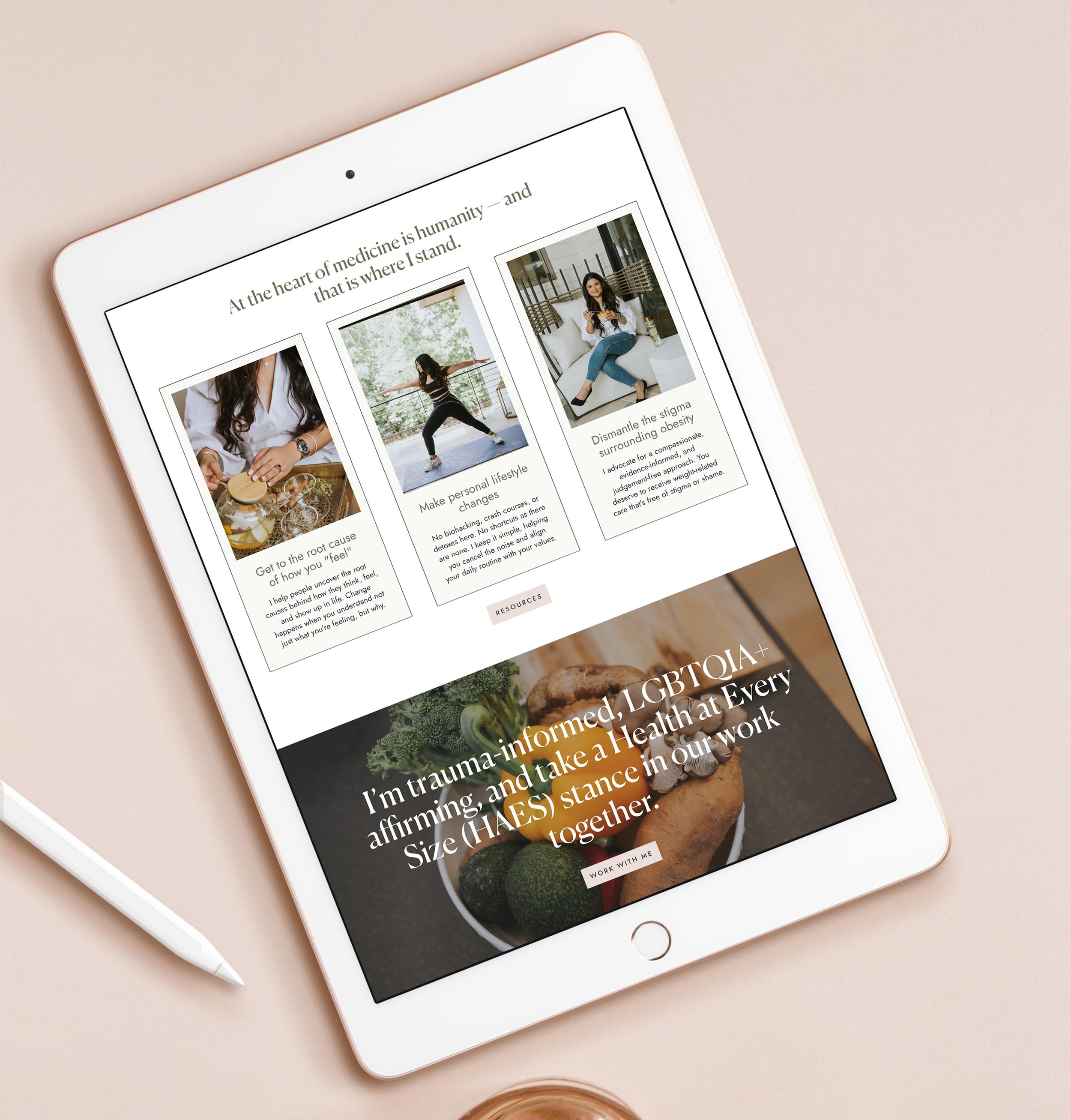 iPad displaying Dr. Sharma's website homepage