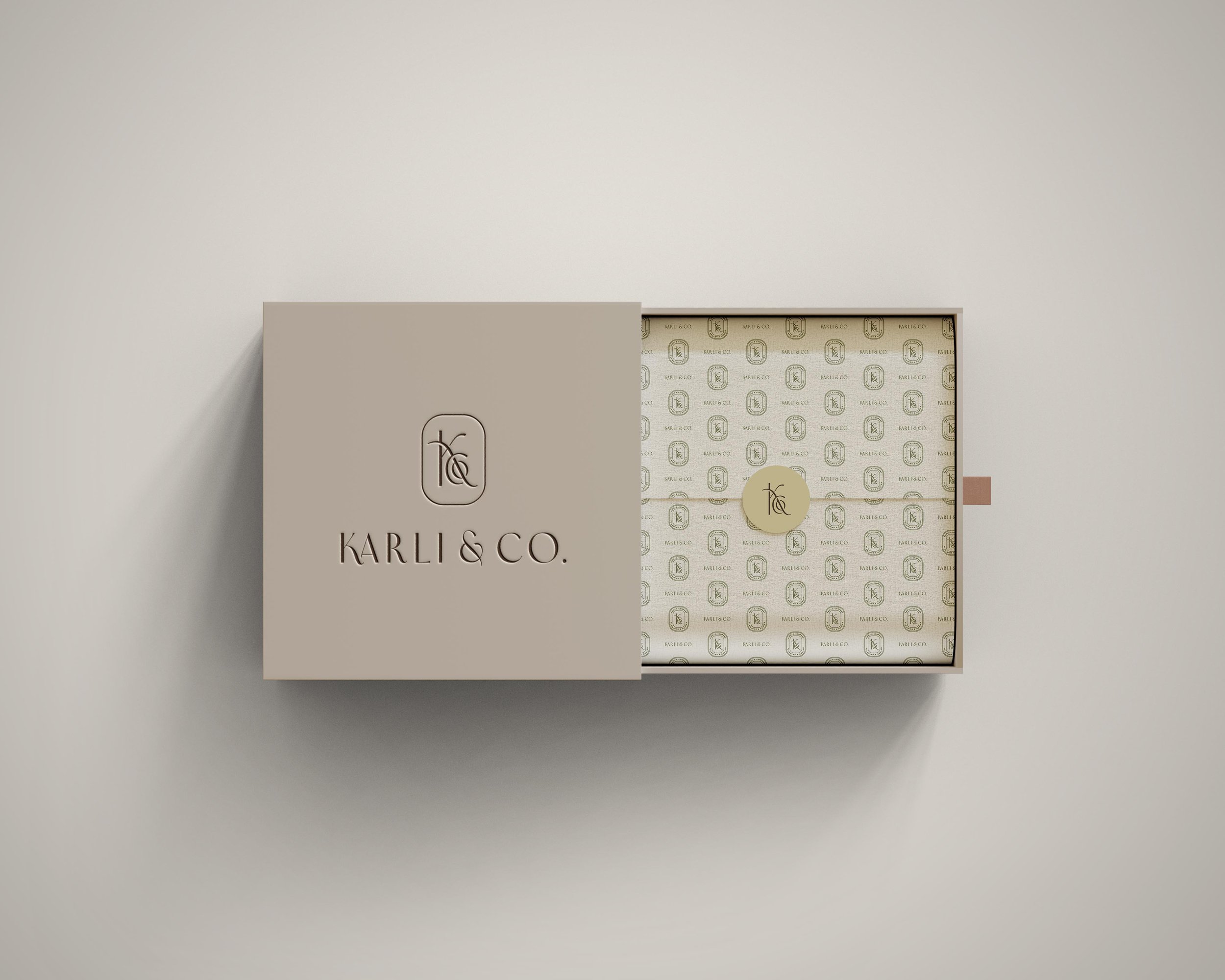 Karli & Co. branded gift box and tissue paper